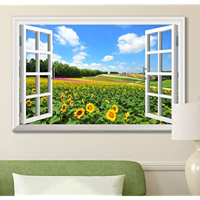 faux window sunflower decor idea