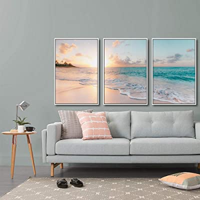 soft waves washing on shore canvas art for ocean themed living room