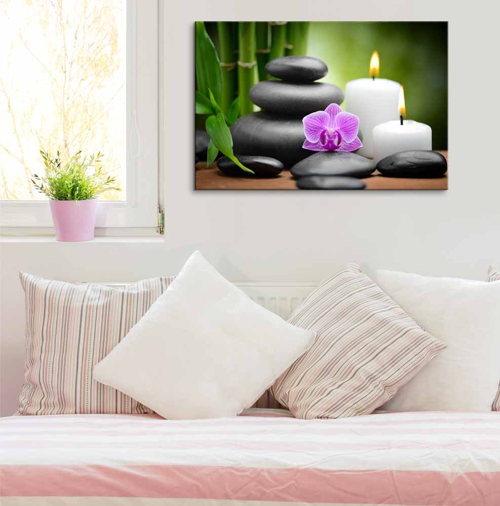 bamboo and lotus flower canvas