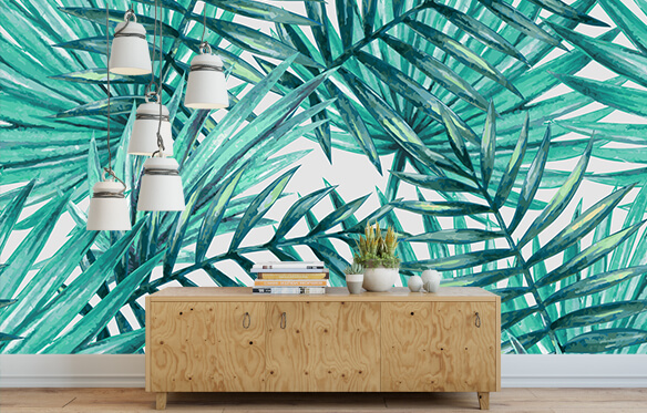 tropical leaf mural