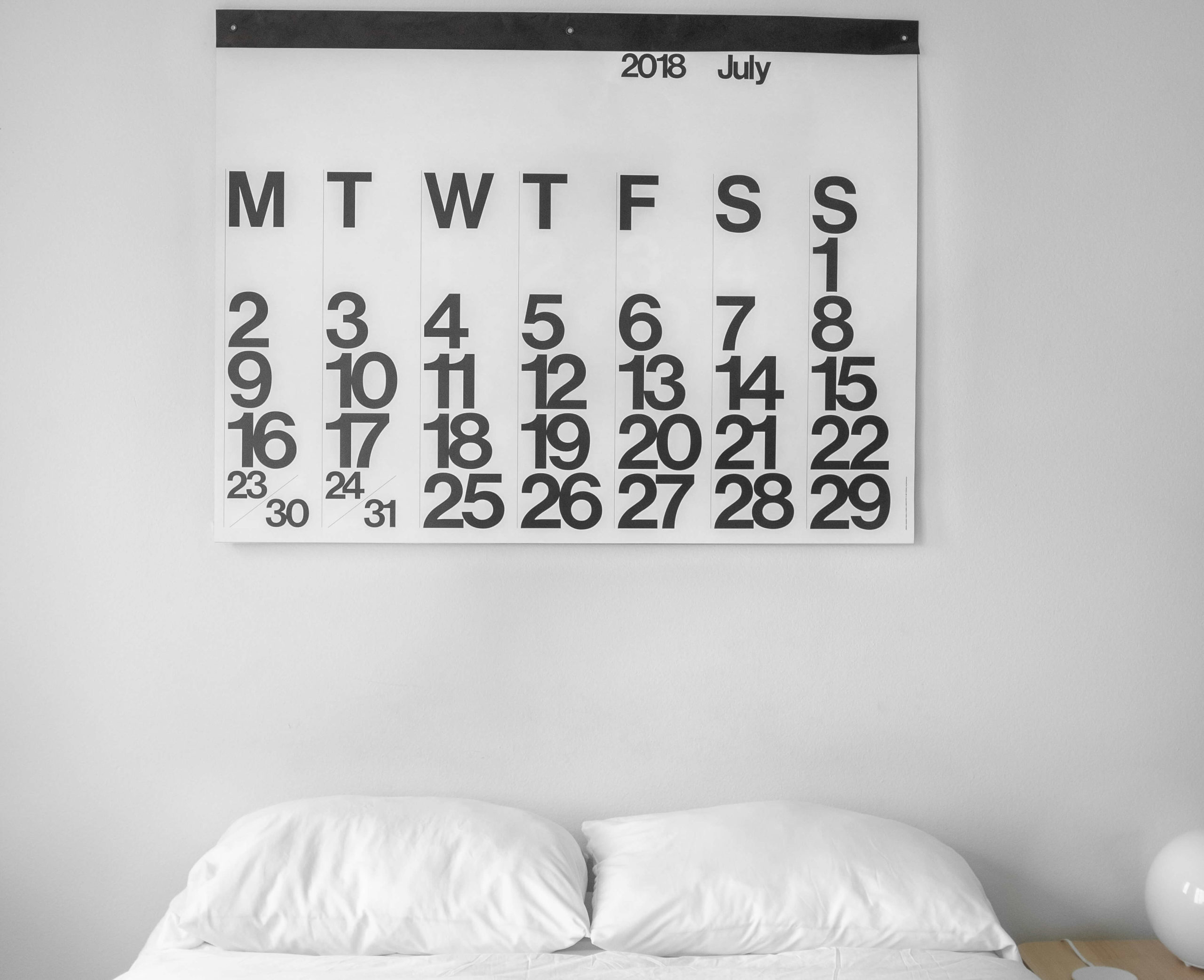 plain calendar on the wall
