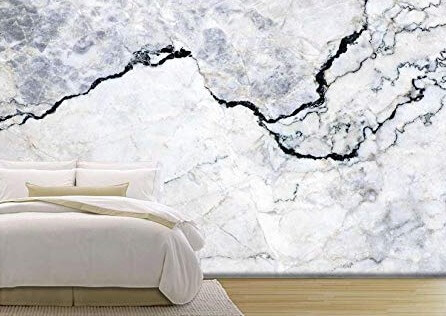 marble wall mural behind a couch