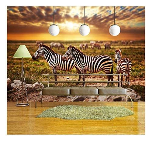 wall mural for zebras for animal man cave