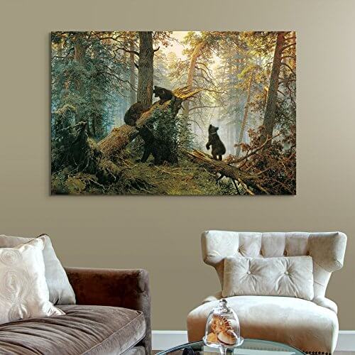 wall art of bears in the woods for outdoor man cave