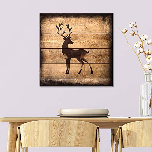wall art of a deer on wood for rustic man cave