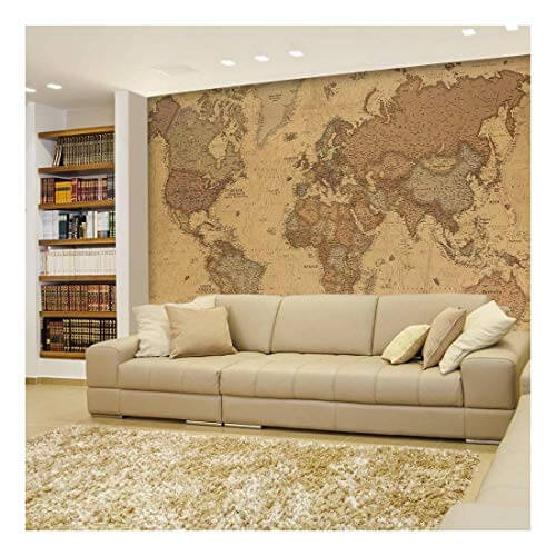 wall mural of world map old fashion style