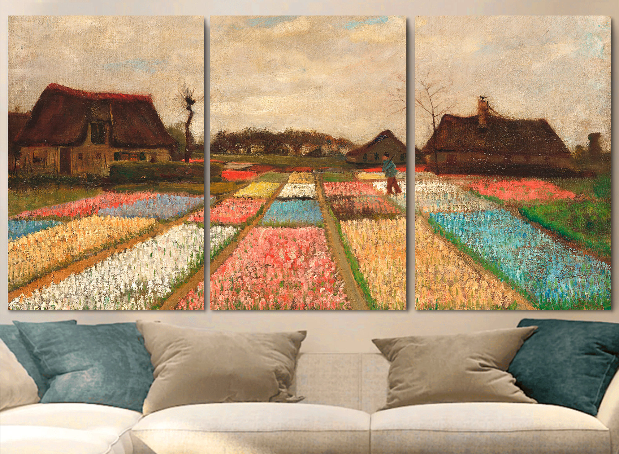 bulb fields over a sofa