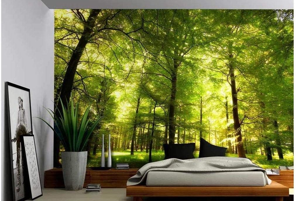 beautiful green wall mural great forest decor ideas now