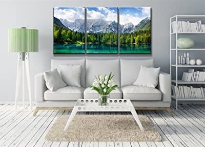 a modern couch and wall art for lake house decor ideas you can use