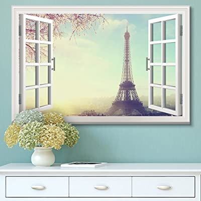 awesome faux window canvas of the Eifel Tower in Parid as Wanderlust decor themes