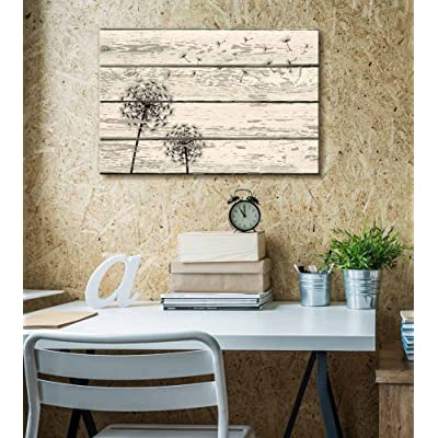 black and white rustic flower wall decor with two dandelions
