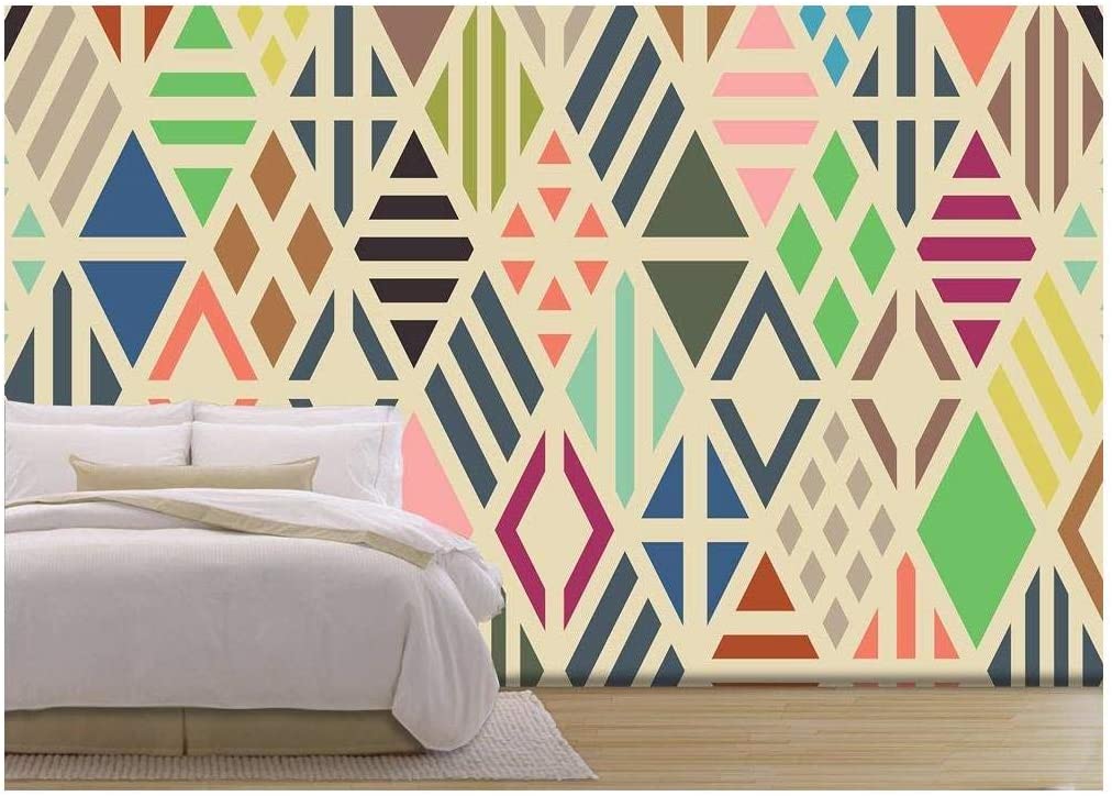 Multi-colored triangle mural perfect geometric interior design