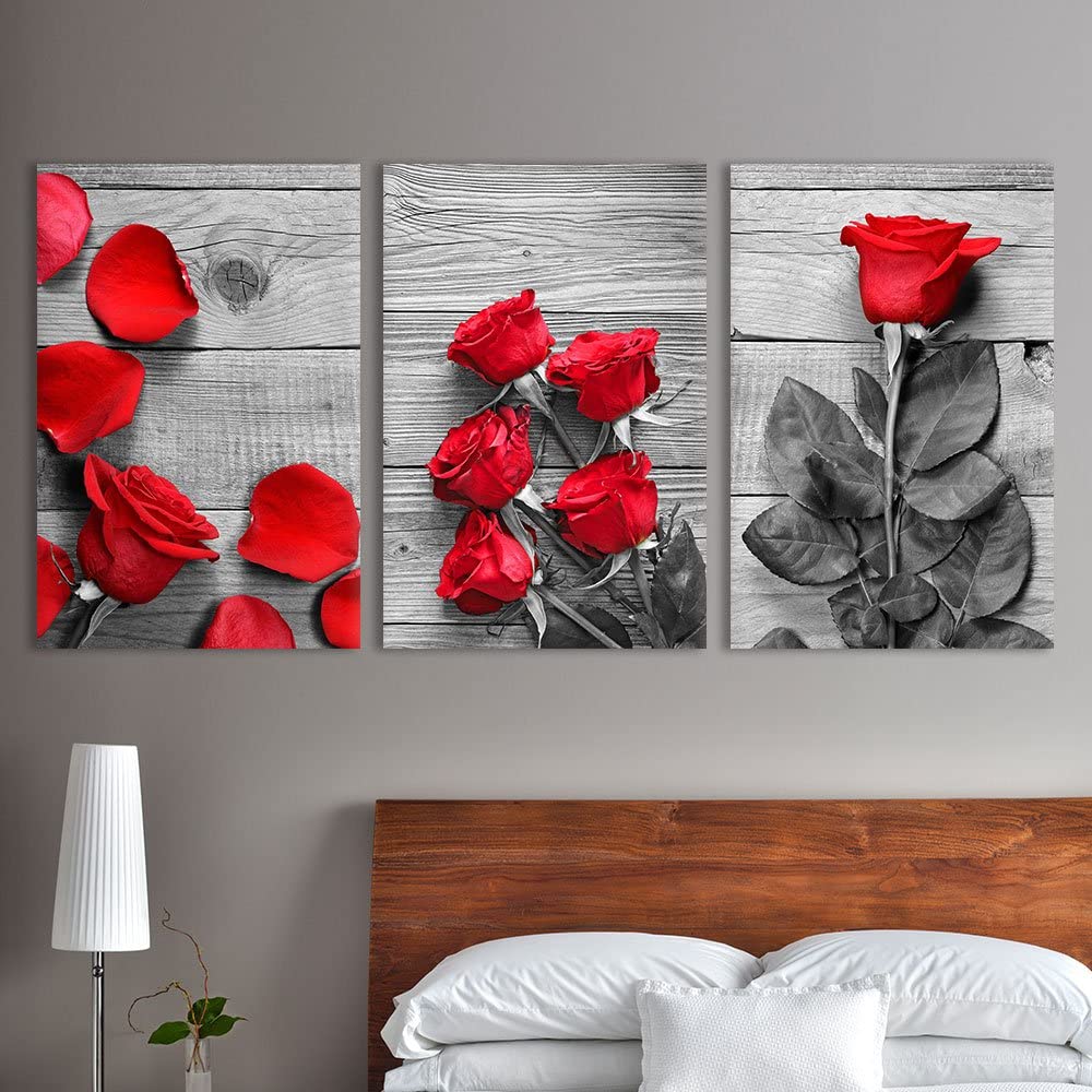 rustic rose art images in a 3 canvas set