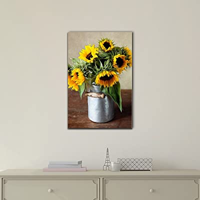 sunflower decor ideas showing the flowers in a pail