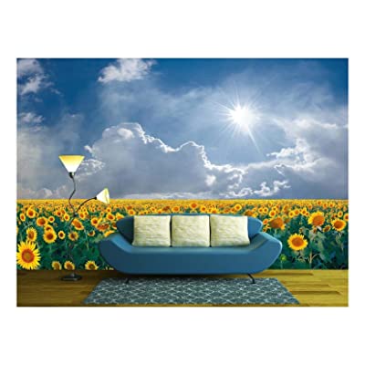 amazing sunflower decor ideas featuring a mural with sunflowers in a field under thunder