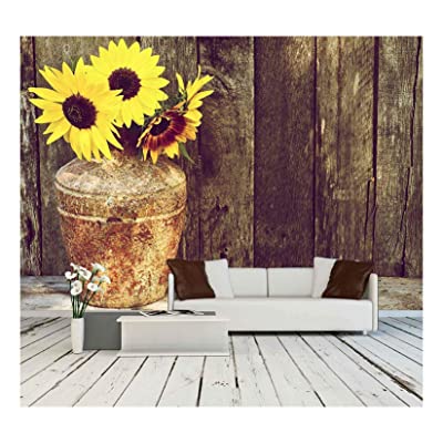 vintage sunflower mural