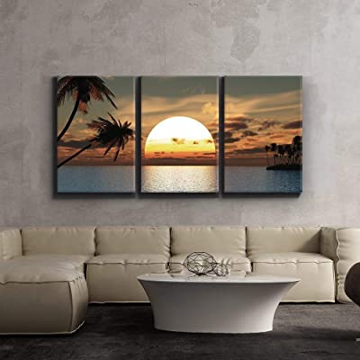 classic ocean sunset paintings on canvas over a couch