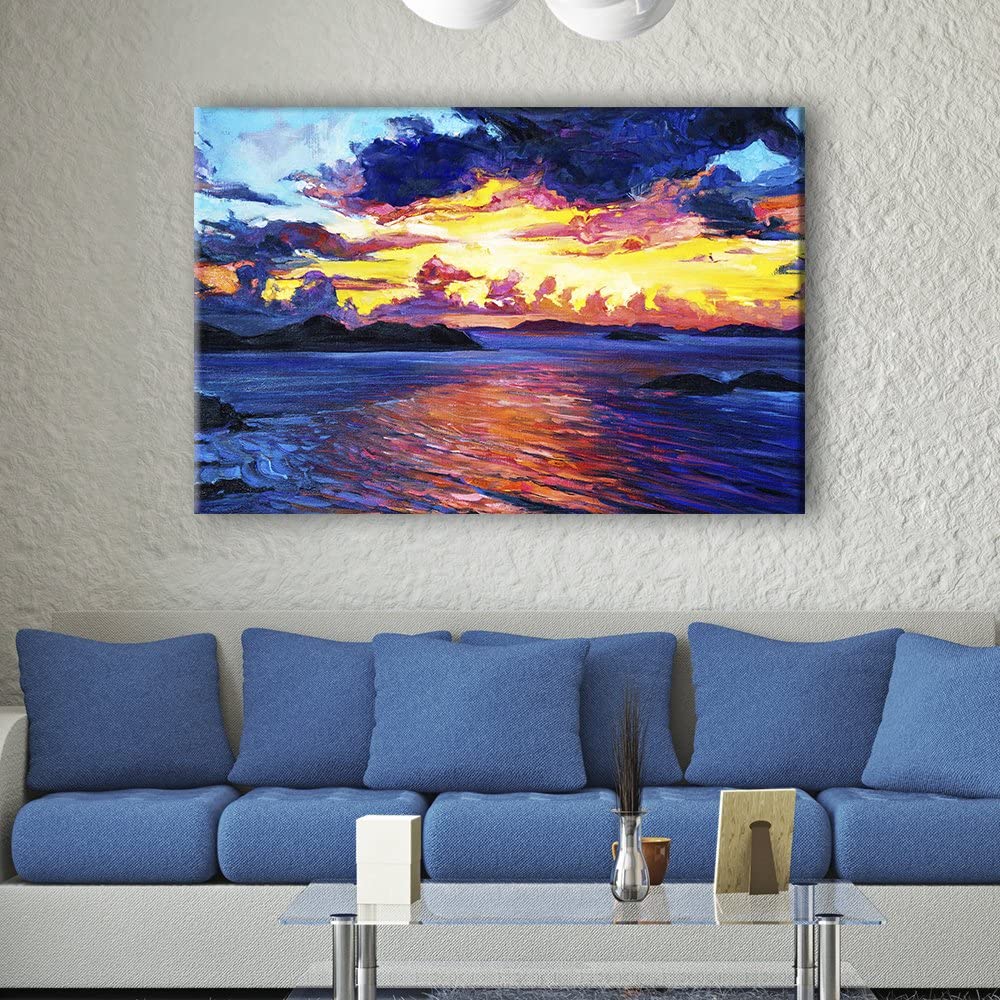 abstract oncean sunset painting