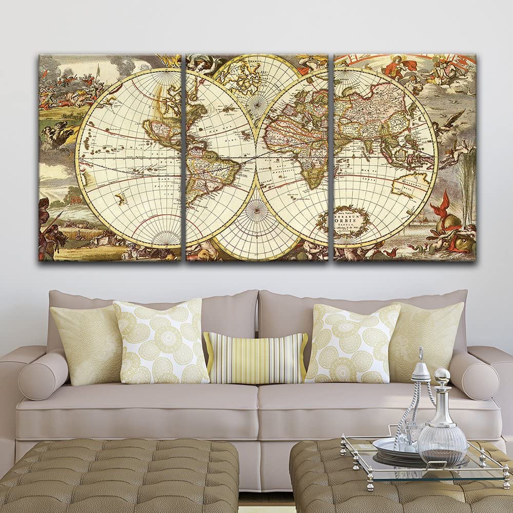 vintage world map artwork as travel themed decor