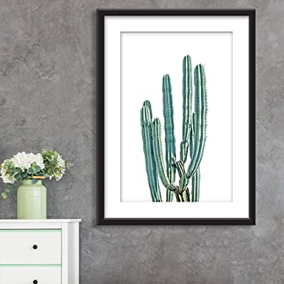 simple cactus art print on a agray wall
