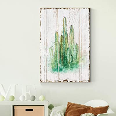 fadec rustic print cactus artwork above a kids bed