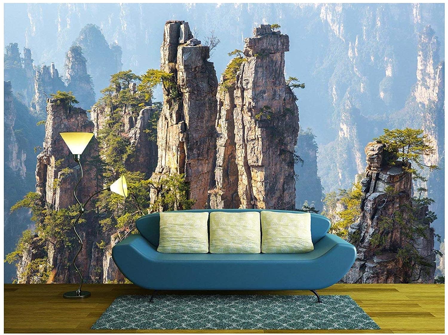 a mural representing a view of Zhangjie National Forest Park wanderlust decor