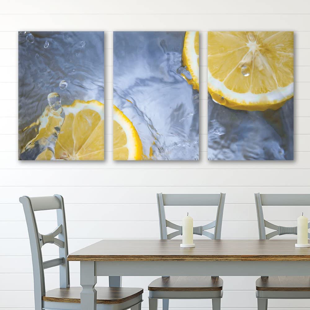 lemon wall art splashing in water