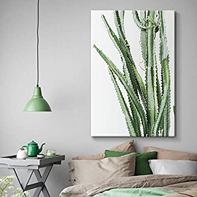 showing cactus art as an example of a succulent themed bedroom