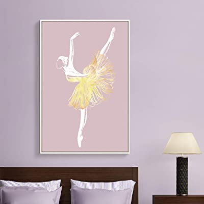 ballerina wall art with a yellow accent