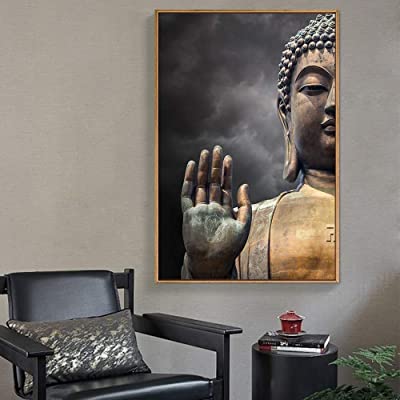 classic framed canvas of a buddha statue