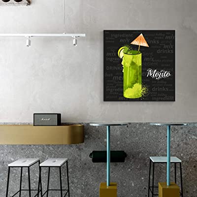 trendy green mojito canvas print home bar decorating ideas