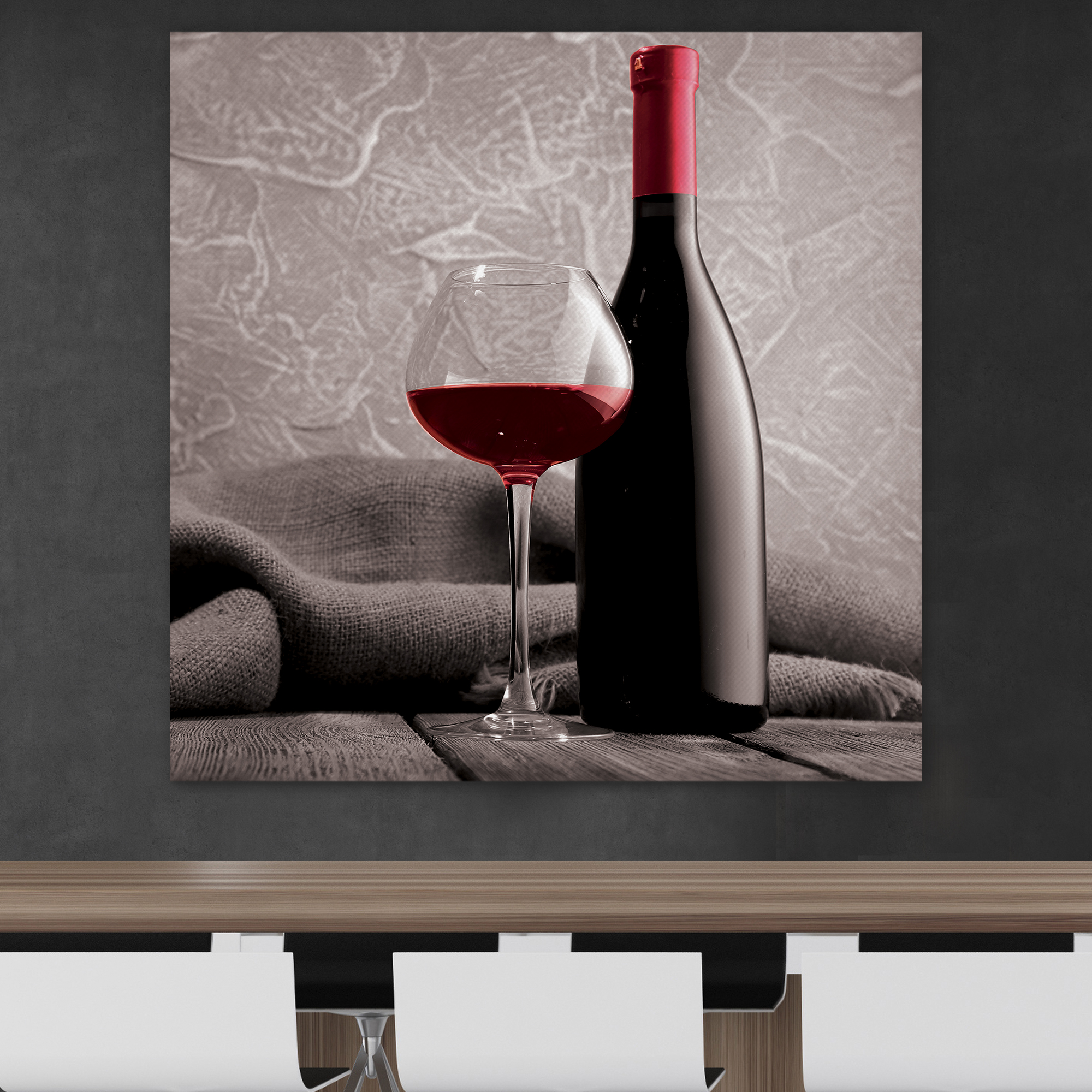 large canvas art featuring a glass of wine