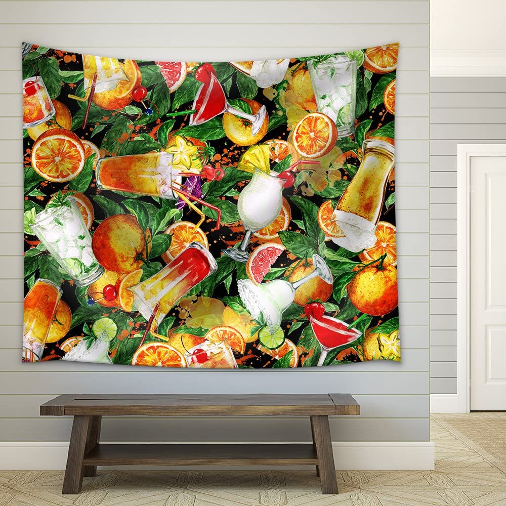 cocktail tapestry that is very colorful over a bench