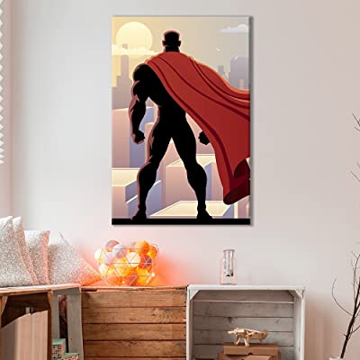 super hero in a cape on canvas