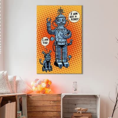 funny comic book room decor featuring a robot