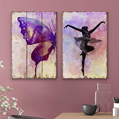 2 panel canvas featuring a butterfly and ballerina for a dance themed bedroom idea