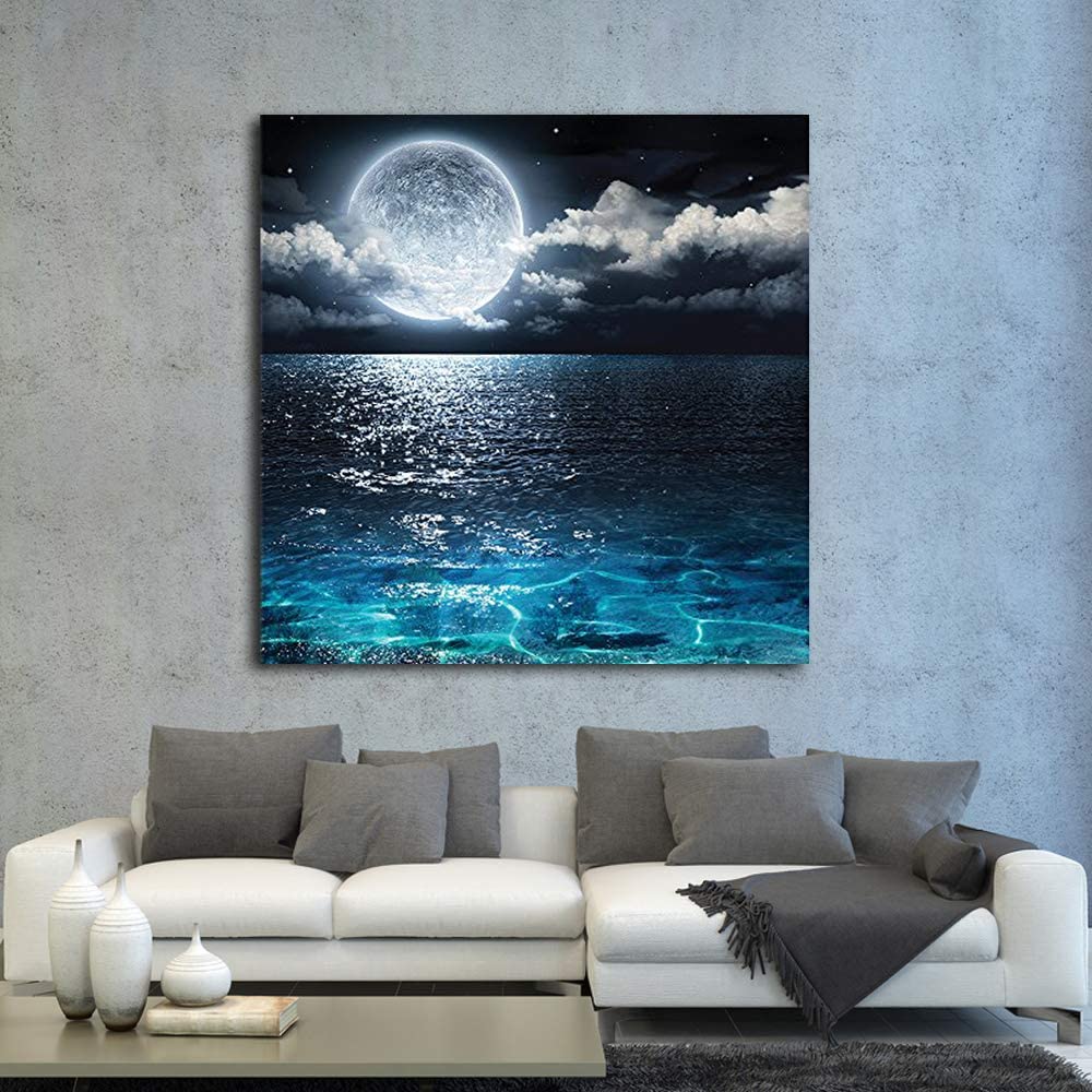 perfect nighttime and moon ocean themed living room