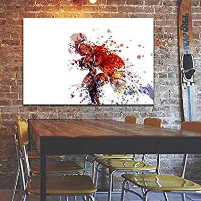 abstract football art over a table on a brick wall