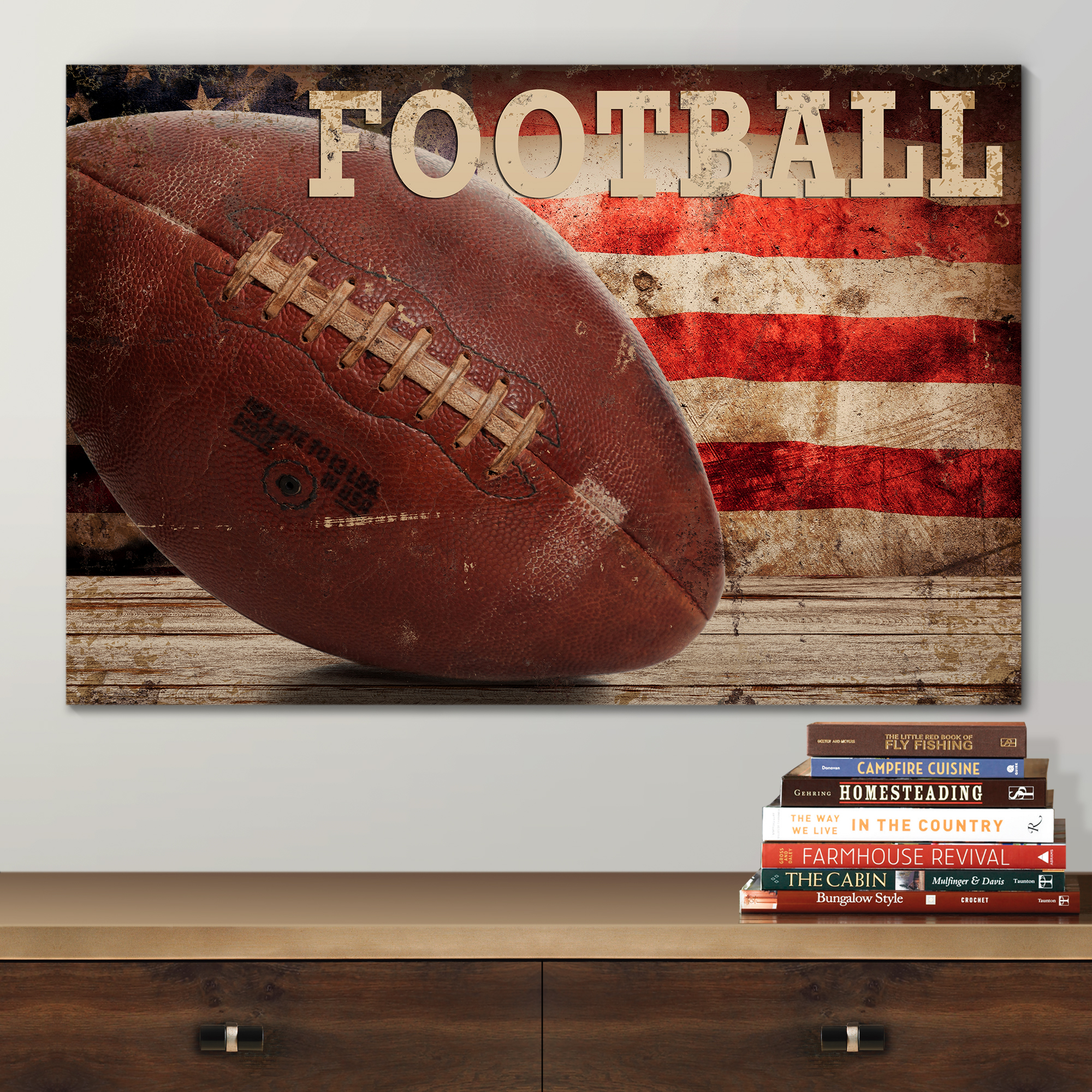example of art for a patriotic and football themed room