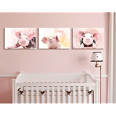 3 panel with pigs in pink kids room decor ideas