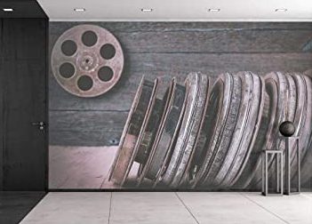 wall mural of old movie reels