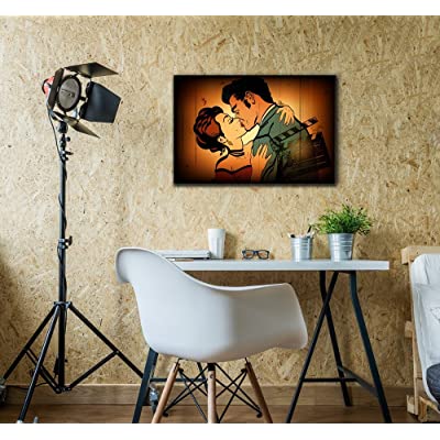 old school animated movie kiss on canvas