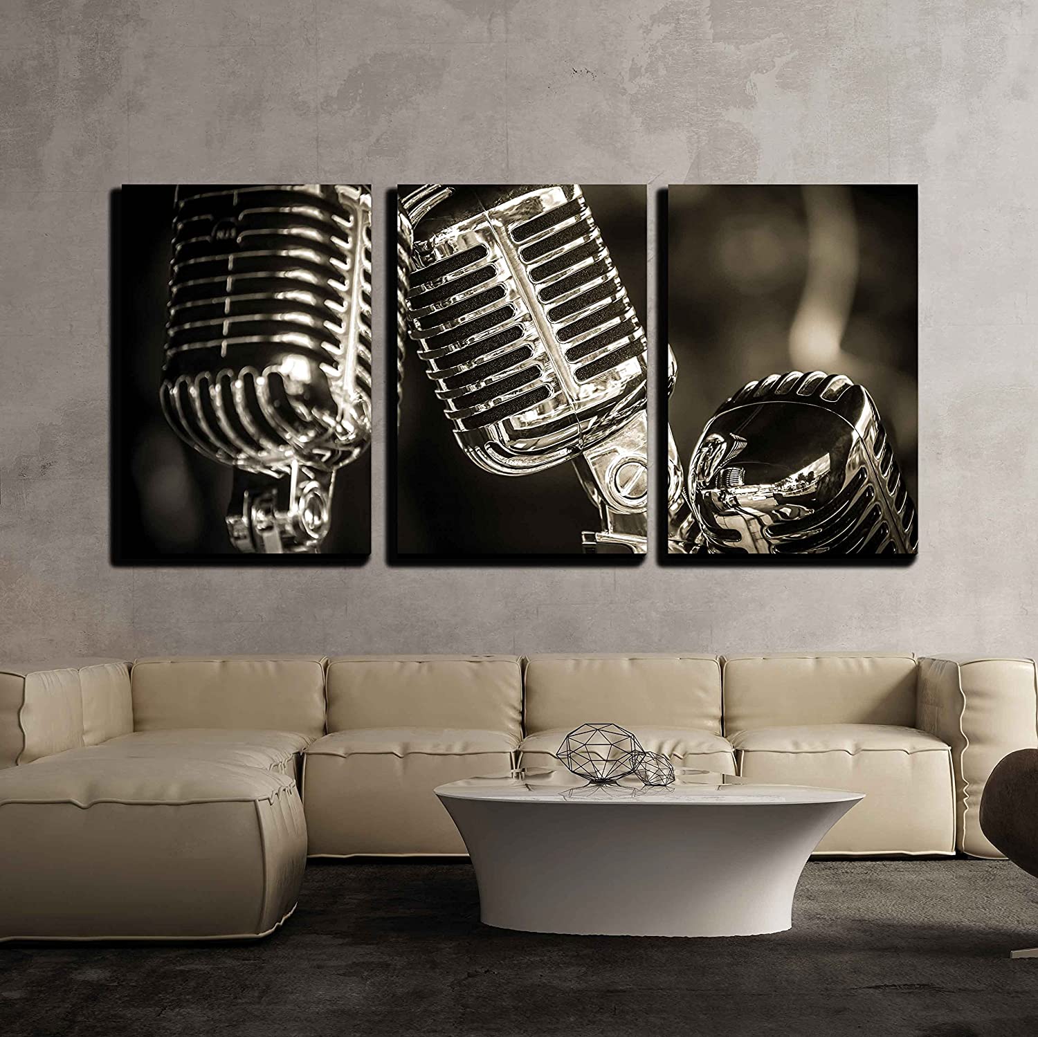 3 panel retro microphone canvas for music decor ideas
