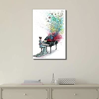 amazing music decor ideas with abstract art of woman playing piano loudly