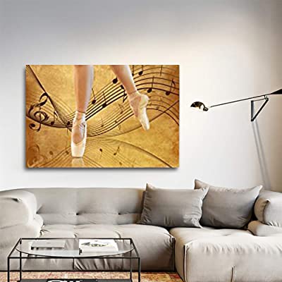 amazing canvas showing ballet shoes and musical notes