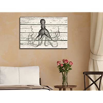 beautiful fake wood rustic canvas art octopus themed gifts