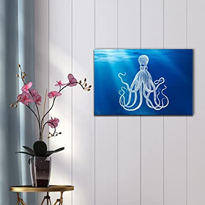 florescent octopus on canvas art on the wall