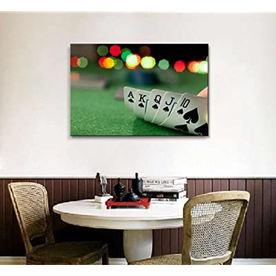 game room wall art featuring a hand of cards with a flush over a card table