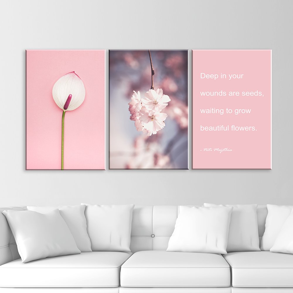 pink artwork with quote for wall decoration