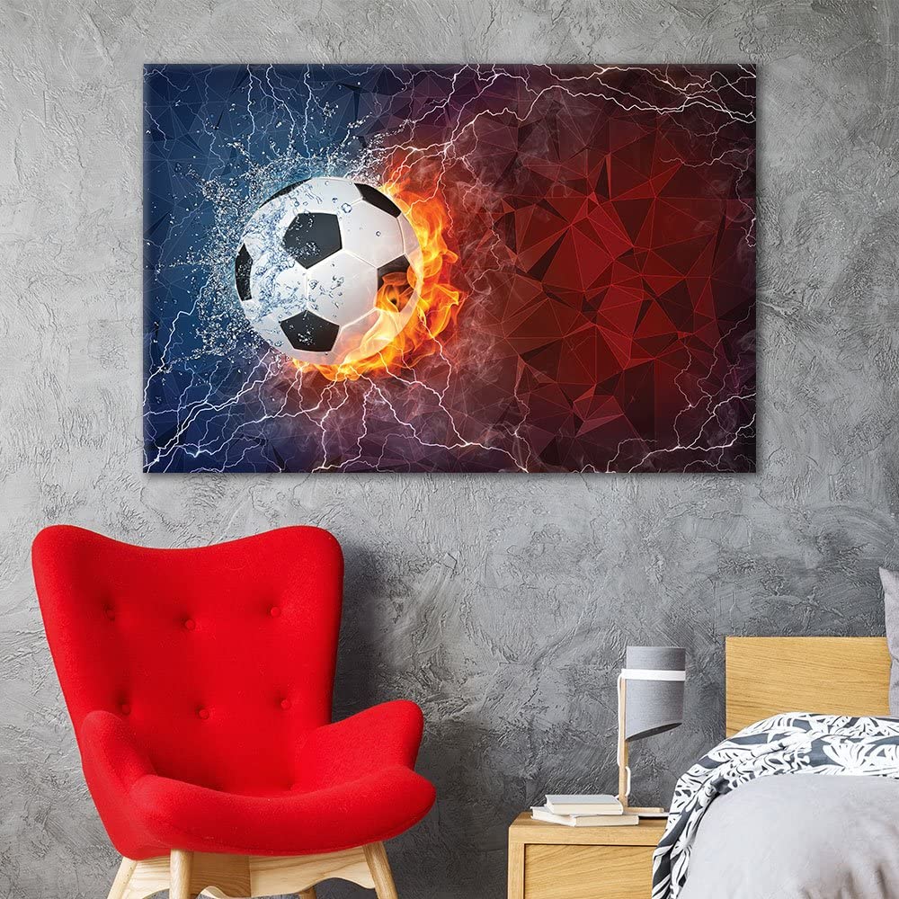 abstract soccer art in bedroom decor